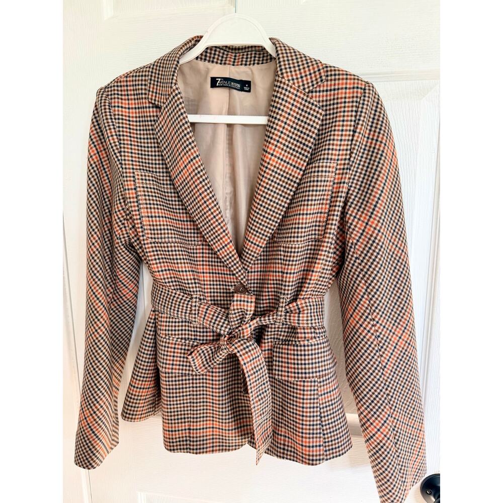 New York & Company 7th Avenue Plaid Blazer Jacket M Suiting Collection Preppy